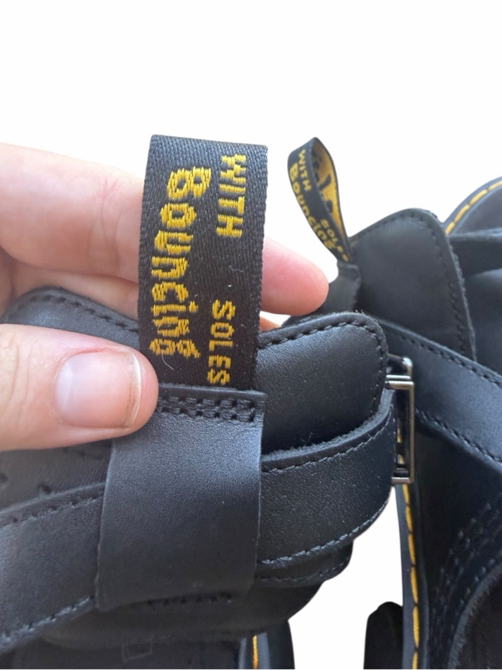 Dr. Martens Millee Chunky Leather Heels Open Toe Sandals Black Platform Women’s - Picture 7 of 16
